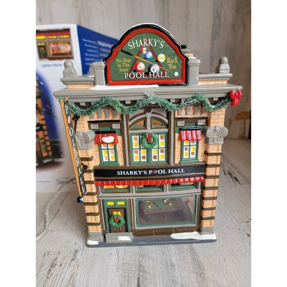 Dept 56 55614 Sharky's pool hall tournament RARE snow village accessory - Picture 1 of 10